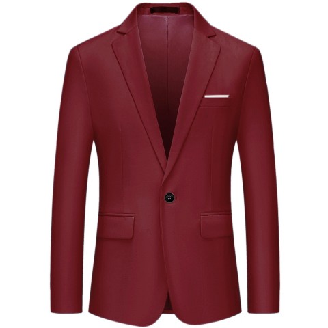 Lars Amadeus Men's Dress Slim Fit Blazer Single Breasted One Button Suit Sports Coat Small Burgundy