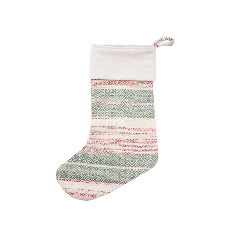 C&F Home Cozy Nordic Christmas Red and Green Stocking, 1 of 5