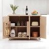51.2" Kitchen Island Cart with Drop Leaf, Storage Cabinet, Adjustable Shelves, Rolling Kitchen Island on Lockable Wheels,Kitchen and Dining Cabinets - 2 of 4