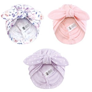 Hudson Baby Infant Girls Turban Cotton Headwraps, Modern Floral, 0-24 Months - 1 of 4