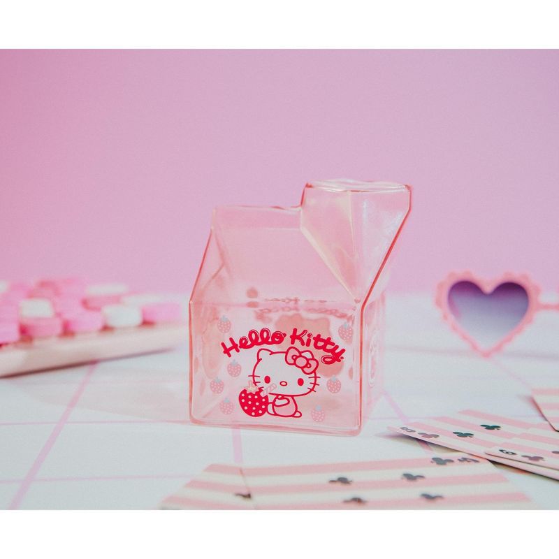 Silver Buffalo Sanrio Hello Kitty Glass Strawberry Milk Carton | Holds 12 Ounces, 4 of 10