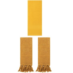 REGALWOVEN 3 Packs Solid Textured and Tassels Soft Absorbent Bathroom Hand Towel for Home Decor - 1 of 4