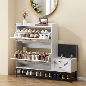 Mlmh & Kngwa 47.2"W Modern Storage Shoe Cabinet,Freestanding Entryway Shoe Rack with 2 Flip Drawers - 1 of 4