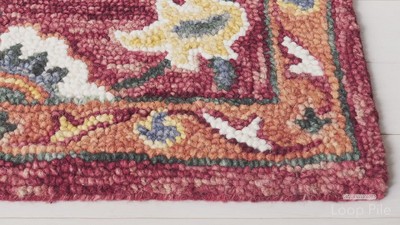 Handmade Square Tufted Wool-Cotton Blend Rug in Red - 59"