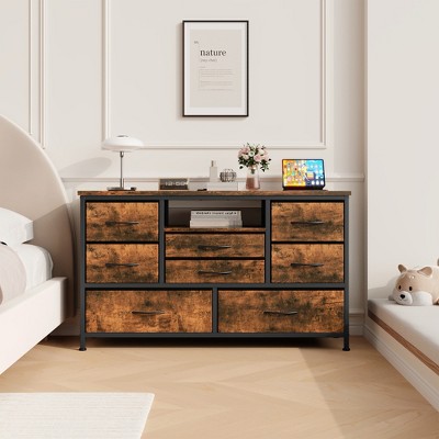 8 Deep Drawers Dresser TV Stand with Power Outlet for 55'' Long TV