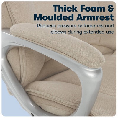Fawn Tan High-Back Swivel Executive Office Chair with Metal Base