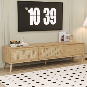 LOVSON Bohemian TV Stand for TV up to 80 inches with solid wood legs entertainment center,for living room,home theater - 1 of 4