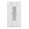 YOOCOZZ 3-Door Modern Mirrored Wardrobe with Drawers, Top and Side Cabinets - White - 4 of 4