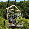 Sunnydaze Outdoor Hanging Polycotton Hammock Chair with Armrests and Hardwood Spreader Bar - 300 lb Weight Capacity - Storm - 4 of 4
