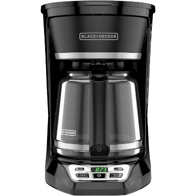 Black Programmable 12-Cup Espresso Machine with Glass Carafe