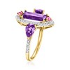 Ross-Simons 1.90 ct. t.w. Amethyst and .10 ct. t.w. Pink Sapphire Ring With .21 ct. t.w. Diamonds in 14kt Yellow Gold - 3 of 4