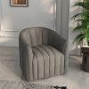SEYNAR Modern Velvet Curved Swivel Accent Barrel Chair with Metal Base,Grey,29.1''W*27.7''D*29.5''H - 2 of 4