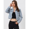 INSPIRE CHIC Women's Casual Faux Suede Notched Collar Button Up Cropped Jacket with Pockets - 2 of 4