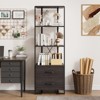 4 Tier Book Shelf with Drawers,70.9 Inch Tall Bookshelf with Open Display Shelves,4 Shelf Bookcase with Storage - 4 of 4