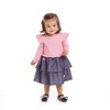 Andy & Evan  Infant  Pink Rib Knit Top w/Attached Chambray Tiered Skirt - 2 of 4