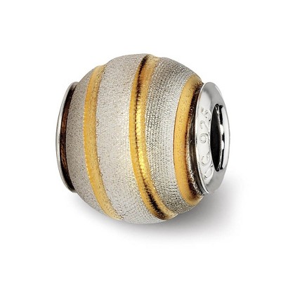Black Bow Jewelry Sterling Silver & 14k Yellow Gold Plated Laser Cut Bead Charm