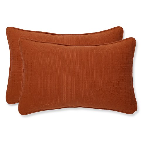 11.5 x18.5 Fresco 2pc Rectangular Outdoor Throw Pillows Burnt Orange Pillow Perfect Weather resistant Textured Fabric Target