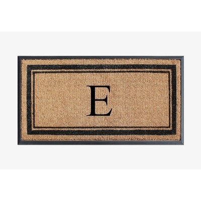 A1HC Natural Rubber Coir Outdoor Doormat 24x48 Monogrammed Anti-Shed Treated Durable Front Door Mat