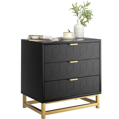 3 Drawer Dresser for Bedroom, Wood Chest of Drawers with Metal Legs