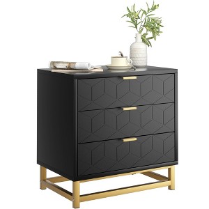 3 Drawer Dresser for Bedroom, Wood Chest of Drawers with Metal Legs - 1 of 4