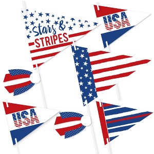 Big Dot of Happiness Stars & Stripes - Triangle Patriotic Party Photo Props - Pennant Flag Centerpieces - Set of 20 - 1 of 4