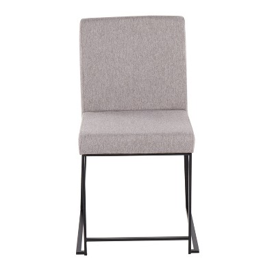 Fuji High Back Upholstered Dining Chair in Light Grey and Black Steel