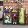 Sports Equipment Organizer Golf Bag Organizer Outdoor Toy Storage Golf Ball Storage Rack for Garage with Basket and Hooks - 2 of 4