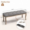 Arceso Bedroom Bench, French Vintage Tufted Entryway Bench, 45.2" Carving Upholstered End of Bed Bench - 3 of 4