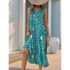 Womens Summer Loose Fit Maxi Dress Casual V Neck Sleeveless Bohemian Floral Print Long Beach Sundresses - 4 of 4