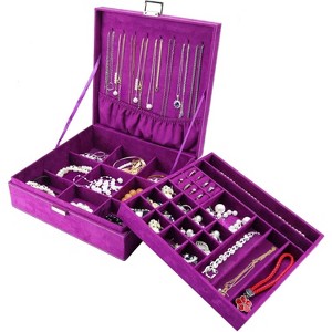 2-Layer Velvet Jewelry Organizer Box for Necklaces and Bracelets - 1 of 4