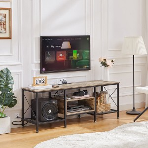 VECELO TV Stand for TVs Up to 80" with Power Outlets, Media Console TV Table for Living Room, Bedroom, Brown/Gray - 1 of 4