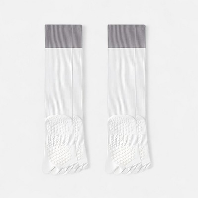 Anna-Kaci Women's 2-Pack Knee High Grip Toe Socks with Ribbed Fabric and Non-Slip Soles for Yoga and Studio Workouts