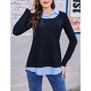 BLUEMING Womens Polo Shirts Color Block Faux Layering Shirts Plaid Shirts Teacher Shirts Everyday Tops - 3 of 4