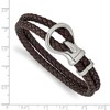 Black Bow Jewelry Stainless Steel & Braided Brown Leather Fancy Hook Bracelet, 8 Inch - 4 of 4
