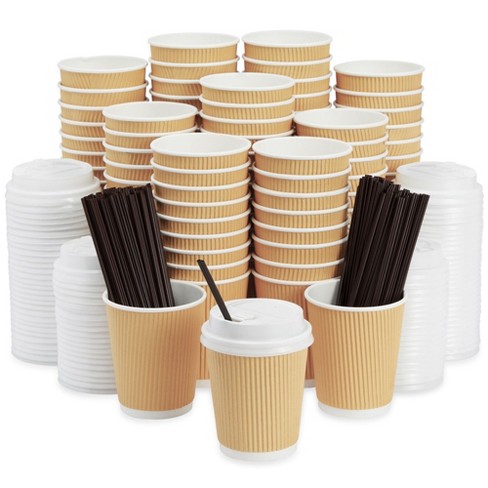 Juvale 100 Pack Kraft Paper Insulated Disposable Coffee Cups With