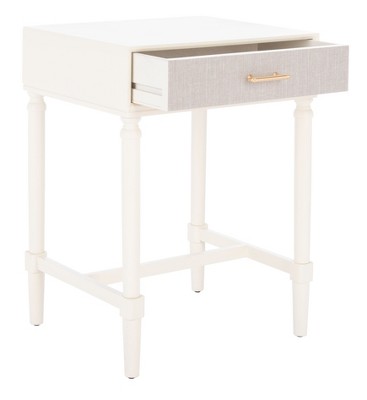 Estella White Wood 1-Drawer Accent Table with Storage