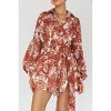 Women's Leaves Print Puff Sleeved Romper - One and Only Collective - 3 of 3