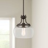 Kristov Bronze Mini Pendant 10 1/2" Wide Farmhouse Industrial Rustic Curved Clear Glass Shade for Dining Room Living House Home Foyer Kitchen Island - 2 of 4