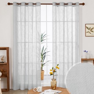 Deconovo Faux Linen Sheer Curtain Panels (2-Pack) – Light Filtering, Grommet Top - 1 of 4