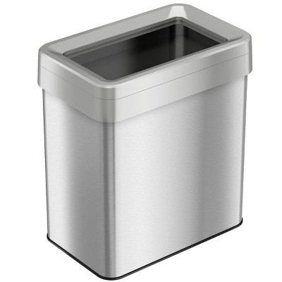 iTouchless Open Top Trash Can with Dual AbsorbX Odor Filters 16 Gallon Silver Stainless Steel