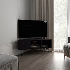 45" Engineered Wood Corner TV Stand with Storage Cabinets, Open Shelves, and Minimalist Design for Living Room and Bedroom - 1 of 4