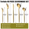Aoibox 40-Piece Gold Silverware Set for 8, Stainless Steel Flatware Cutlery Set with Forks, Knives, Spoons for Kitchen Restaurant Wedding,Satin Finish - 2 of 4