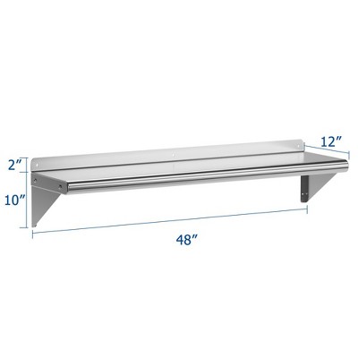 Whizmax Heavy-Duty Stainless Steel Wall Mount Shelf with Backsplash
