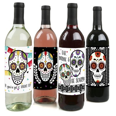 Personalized Sugar Skull Wine Glass Set for Couples