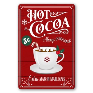 Christmas Signs Hot Cocoa Bar Metal Tin Sign Decor Vintage Christmas Coffee Cocoa Sign Hot Chocolate - 1 of 3