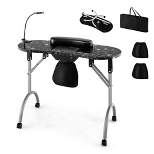 Costway Folding Manicure Table Portable Nail Desk with Dust Collector LED Lamp Carry Bag