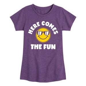 Girls' - Instant Message - Here Comes The Fun Fitted Short Sleeve Graphic T-Shirt - 1 of 4