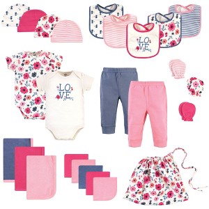 Touched by Nature Baby Girl Organic Cotton Layette Set and Giftset, Blue Garden Floral, 0-6 Months - 1 of 4