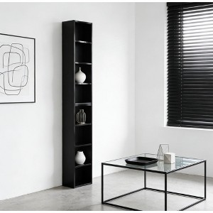 Airsurfer 8-Tier Black Bookshelf Contemporary Wavy Shelf Bookshelf Vertical Storage Unit for Living Room Display - 1 of 4