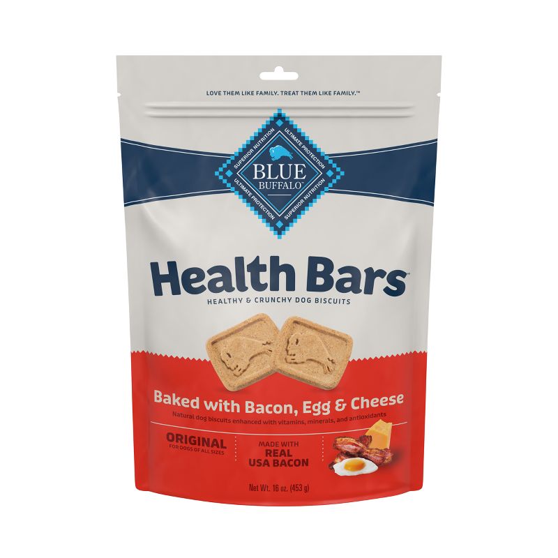 Blue Buffalo Health Bars Natural Crunchy Dog Treats Biscuits with Bacon, Egg &#38; Cheese Flavor - 16oz, 1 of 8